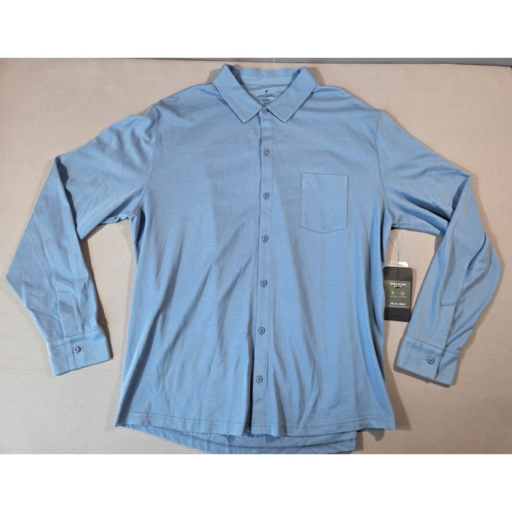 Fabletics Shirt Mens 2 Extra Large Blue The Dash Long Sleeve Button Up Stretch